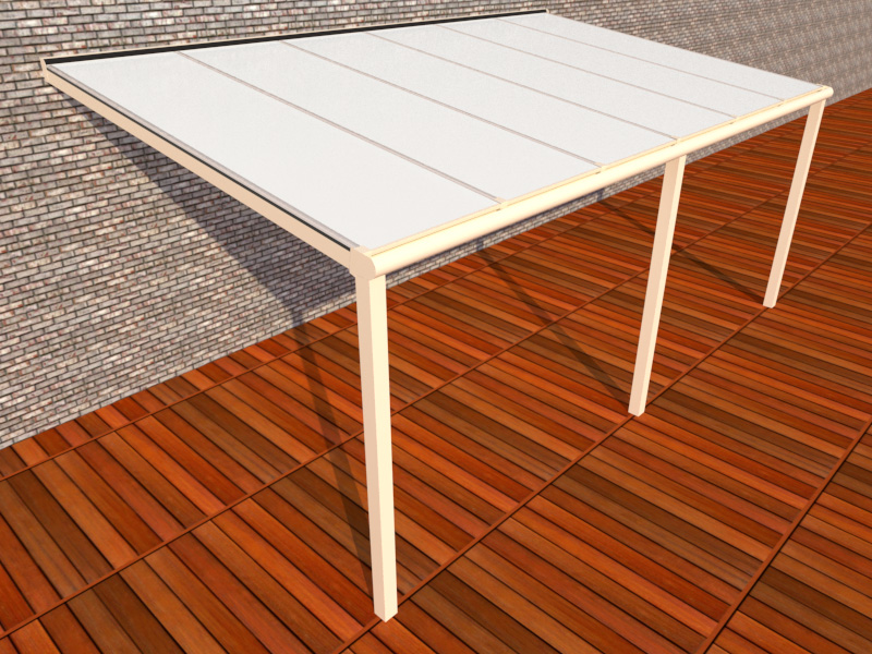 Terrasoverkapping Cremewit Structuur Afmeting 6 060 Mm X 3 500 Mm Afdak Polycarbonaat Opaal De Overkappingstunter
